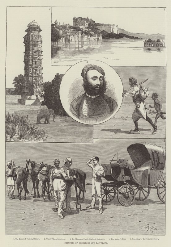 Bocetos de Oodeypore y Rajputana de William Barnes Wollen