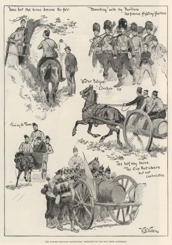 Las maniobras militares de otoño, bocetos en el camino desde Aldershot de William Barnes Wollen