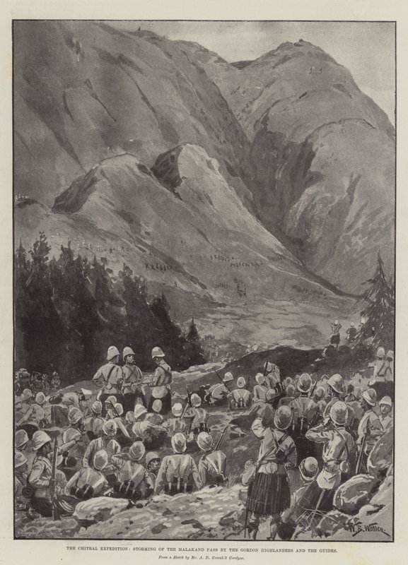 La Expedición de Chitral, Asalto del Paso de Malakand por los Gordon Highlanders y los Guías de William Barnes Wollen