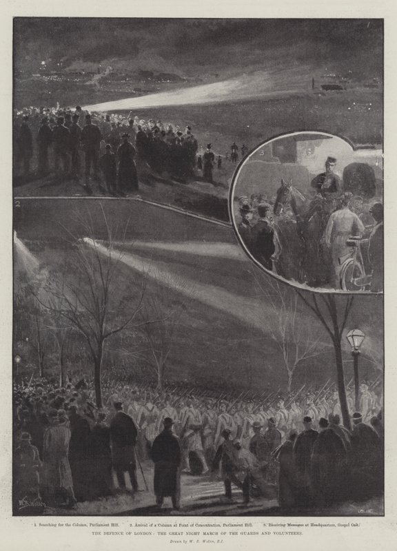 La defensa de Londres, la gran marcha nocturna de los guardias y voluntarios de William Barnes Wollen