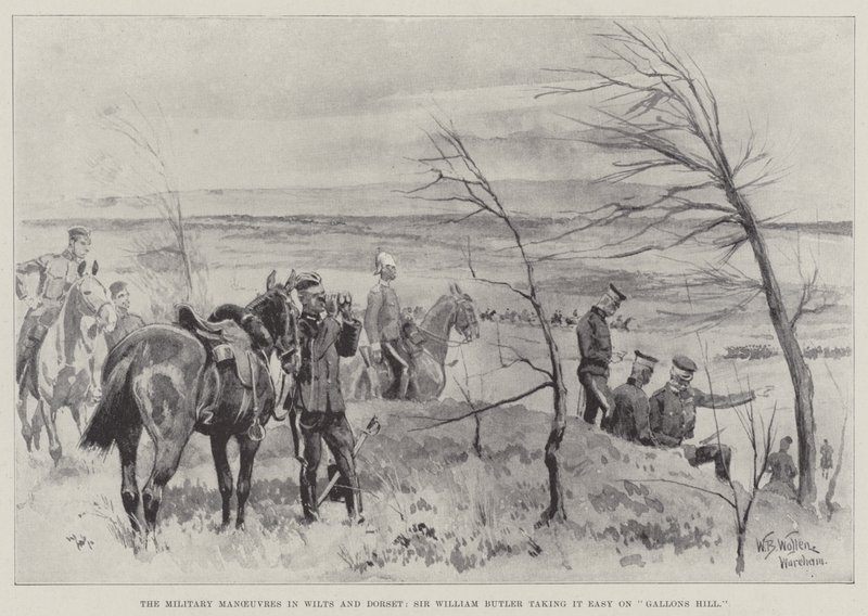 Las maniobras militares en Wilts y Dorset, Sir William Butler descansando en Gallons Hill de William Barnes Wollen