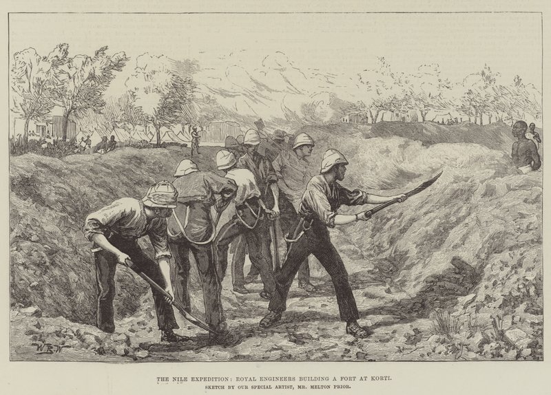La Expedición del Nilo, Ingenieros Reales construyendo un Fuerte en Korti de William Barnes Wollen