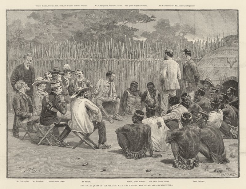 La Reina Swazi en Conferencia con los Comisionados Británicos y del Transvaal de William Barnes Wollen