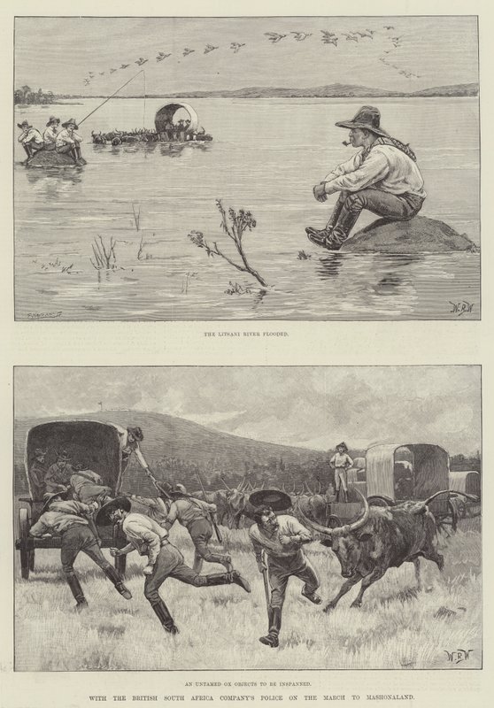 Con la Policía de la Compañía Británica de Sudáfrica en la Marcha hacia Mashonaland de William Barnes Wollen