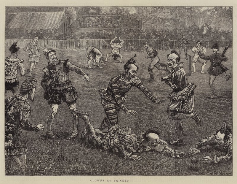 Payasos en el Cricket de William Bazett Murray