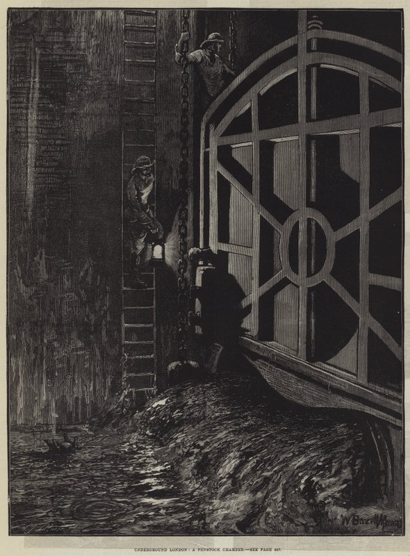 Londres subterráneo, una cámara de compuertas de William Bazett Murray