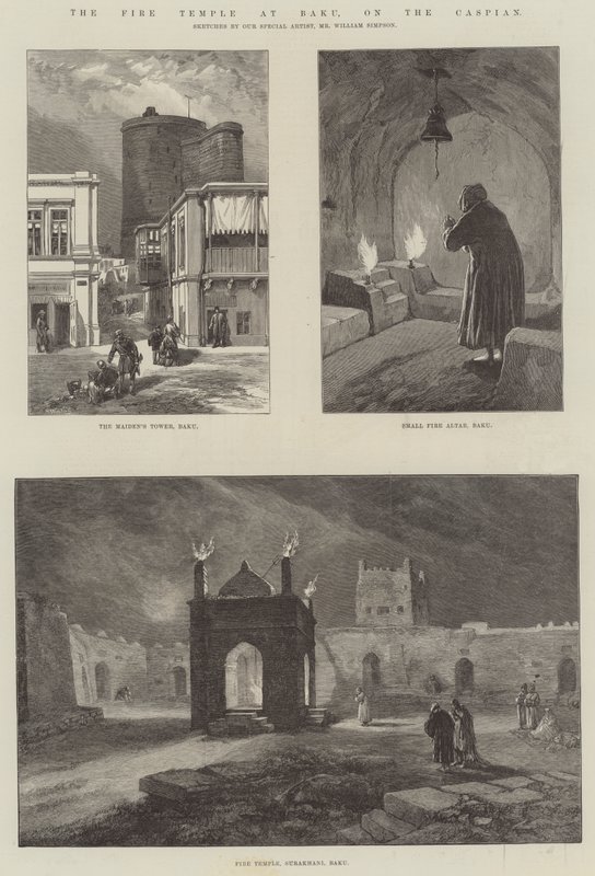 El Templo del Fuego en Bakú, en el Caspio de William Crimea Simpson