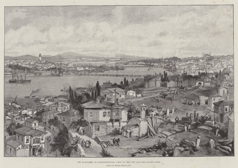 Las masacres en Constantinopla, vista de la ciudad y el Cuerno de Oro de William Crimea Simpson