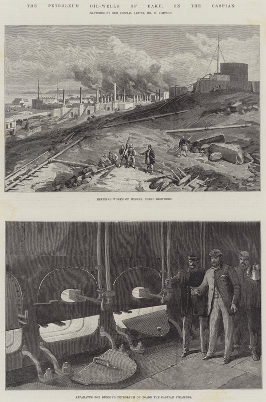 Los Pozos de Petróleo de Bakú, en el Caspio de William Crimea Simpson