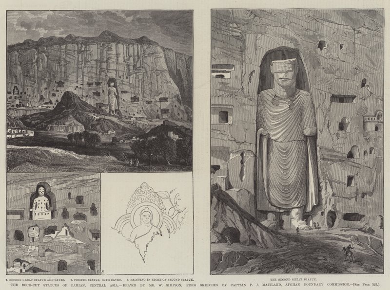 Las estatuas talladas en roca de Bamian, Asia Central de William Crimea Simpson