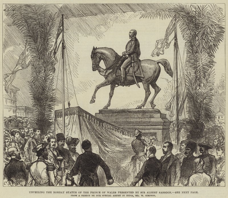 Inauguración de la Estatua de Bombay del Príncipe de Gales presentada por Sir Albert Sassoon de William Crimea Simpson