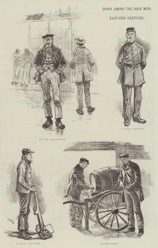 Abajo entre los hombres del muelle, bocetos del East-End de William Douglas Almond