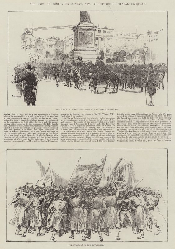 Los disturbios en Londres el domingo 13 de noviembre, defensa de Trafalgar-Square de William Douglas Almond