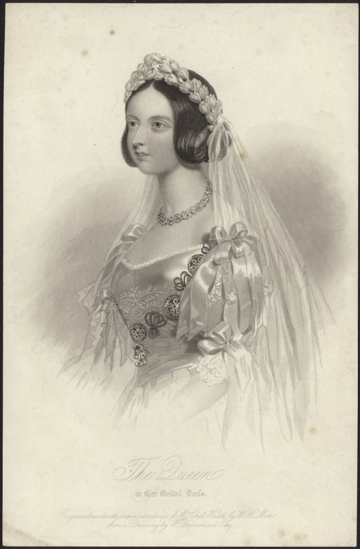 La Reina Victoria en su vestido de novia de William Drummond