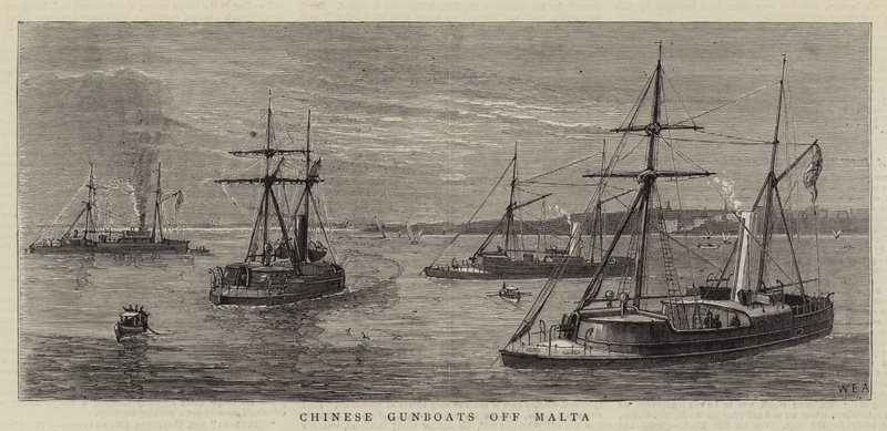 Cañoneras chinas frente a Malta de William Edward Atkins