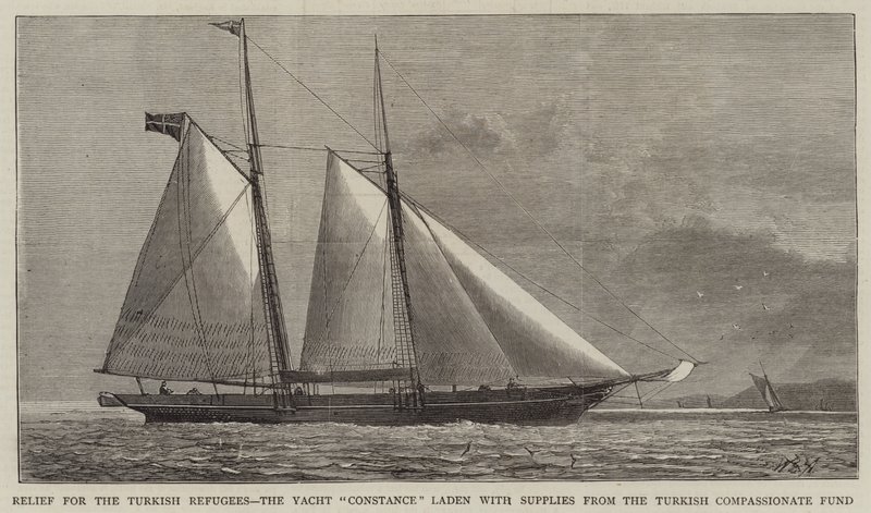 Ayuda para los refugiados turcos, el yate Constance cargado con suministros del Fondo Compasivo Turco de William Edward Atkins
