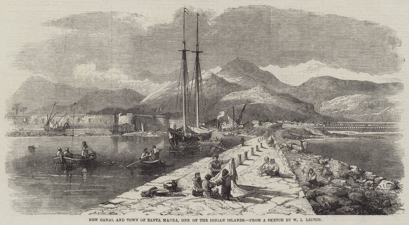 Nuevo canal y ciudad de Santa Maura, una de las Islas Jónicas de William Leighton Leitch