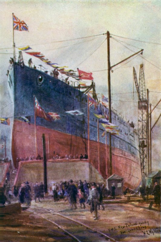 Crucero de batalla "Nueva Zelanda" en construcción, 1912 de William Lionel Wyllie