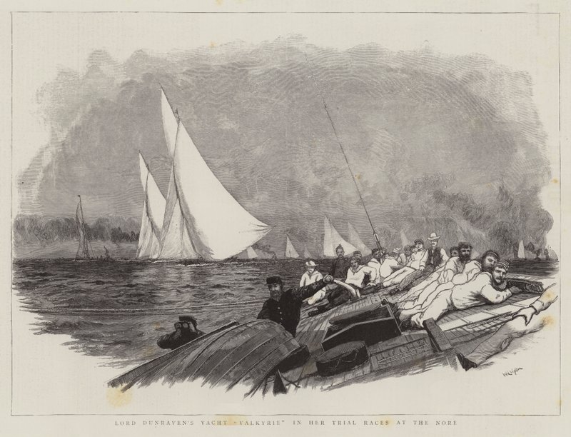 El yate Valkyrie de Lord Dunraven en sus carreras de prueba en el Nore de William Lionel Wyllie