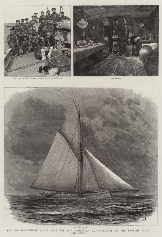 La carrera de yates angloamericana por la Copa América, bocetos en el yate inglés Galatea de William Lionel Wyllie