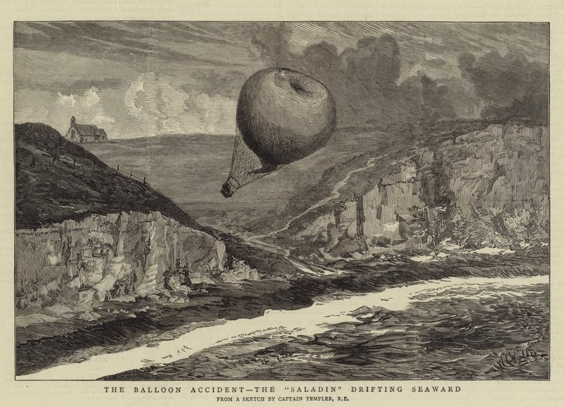 El accidente del globo, el Saladin derivando hacia el mar de William Lionel Wyllie