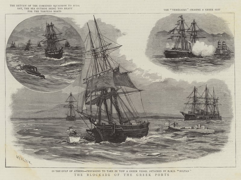 El bloqueo de los puertos griegos de William Lionel Wyllie