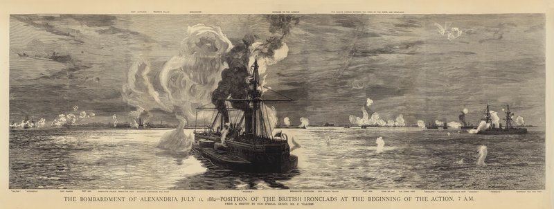 El Bombardeo de Alejandría, 11 de julio de 1882, Posición de los Acorazados Británicos al Comienzo de la Acción, 7 AM de William Lionel Wyllie