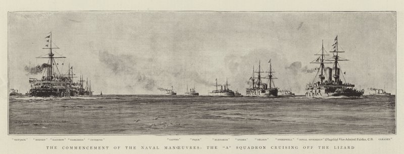 El Comienzo de las Maniobras Navales, el Escuadrón A navegando frente a Lizard de William Lionel Wyllie