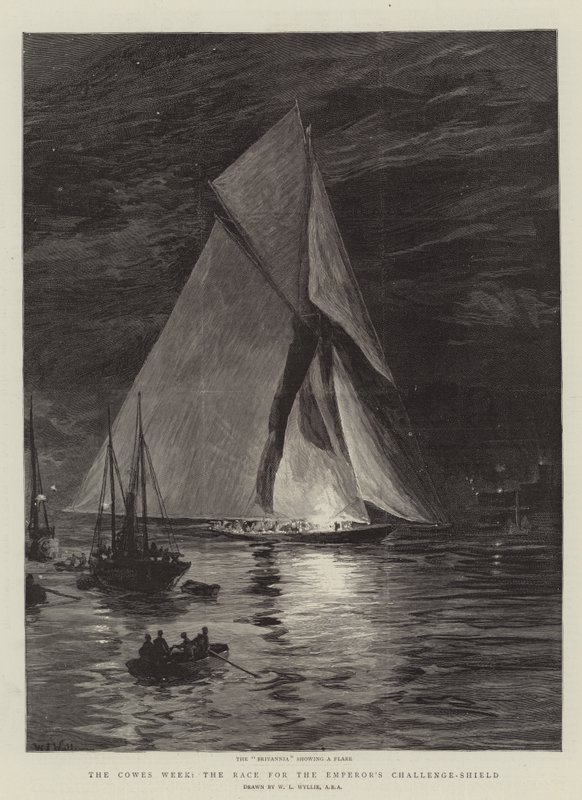 La Semana de Cowes, la carrera por el Escudo del Desafío del Emperador de William Lionel Wyllie