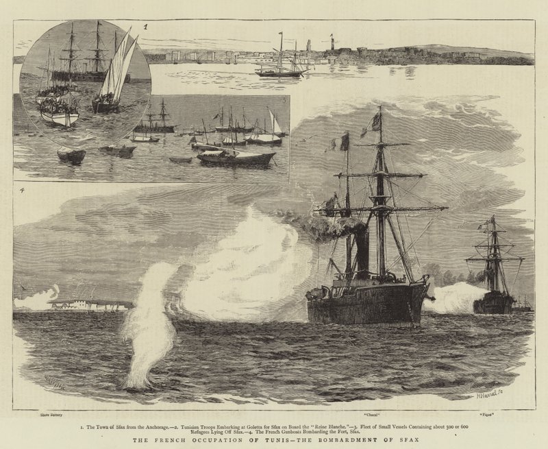 La ocupación francesa de Túnez, el bombardeo de Sfax de William Lionel Wyllie
