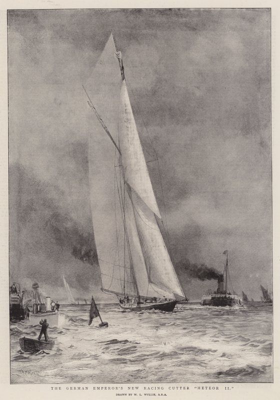 El nuevo cortador de carreras del emperador alemán Meteor II de William Lionel Wyllie