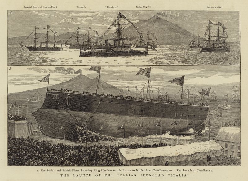 El Lanzamiento del Acorazado Italiano Italia de William Lionel Wyllie