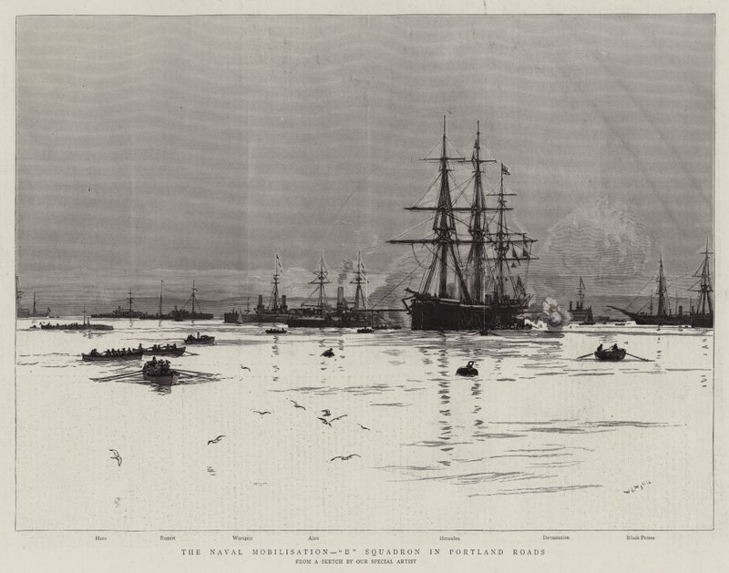 La movilización naval, Escuadrón B en Portland Roads de William Lionel Wyllie