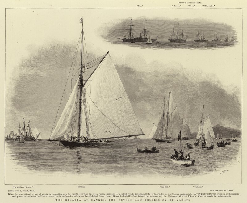 La regata en Cannes, la revisión y procesión de yates de William Lionel Wyllie