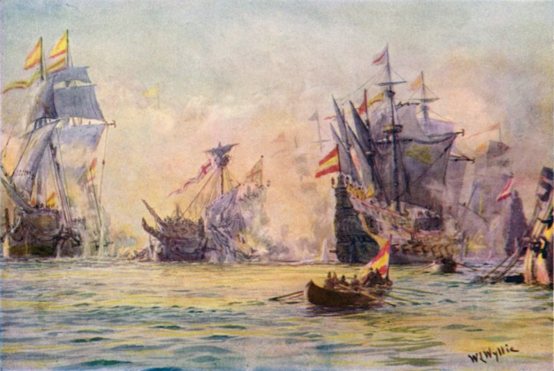 El fin de un "Caballero-aventurero", el "Revenge", capturado por los españoles, 1591 de William Lionel Wyllie