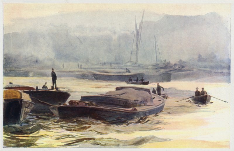 Barcazas mudas en el estanque de William Lionel Wyllie