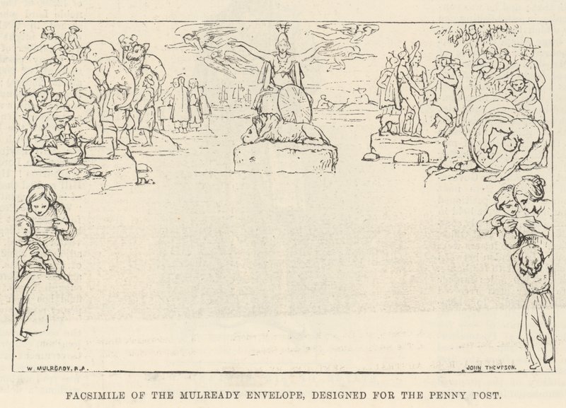 Facsímil del Sobre Mulready, diseñado para el Penny Post de William Mulready