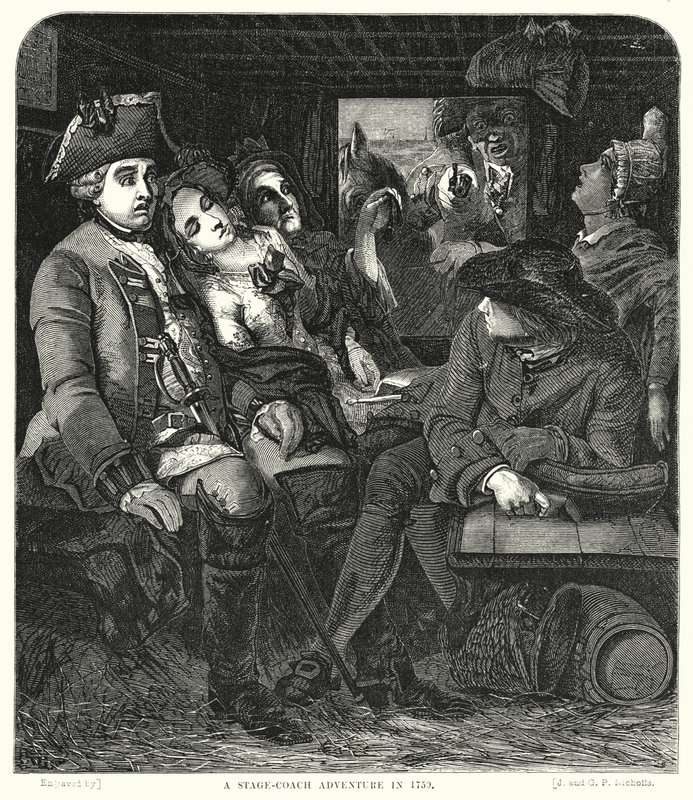 Una aventura en diligencia en 1750 de William Powell after Frith