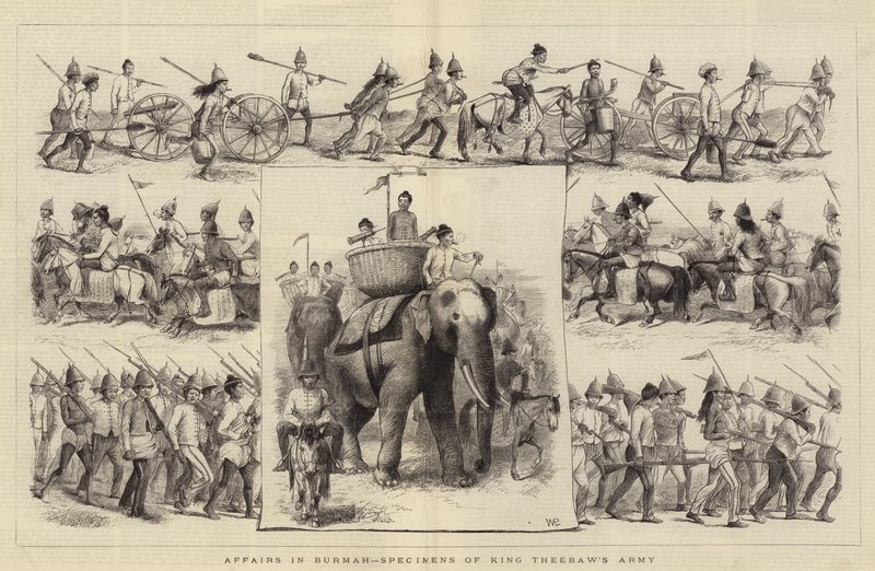 Asuntos en Birmania, especímenes del ejército del rey Theebaw de William Ralston