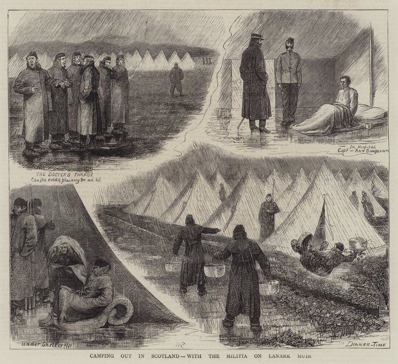 Acampando en Escocia, con la milicia en Lanark Muir de William Ralston