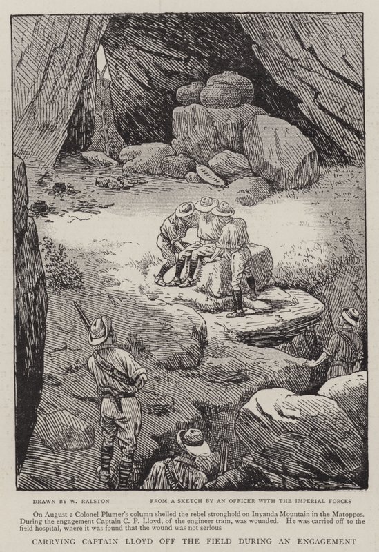 Llevando al Capitán Lloyd fuera del campo durante un enfrentamiento de William Ralston