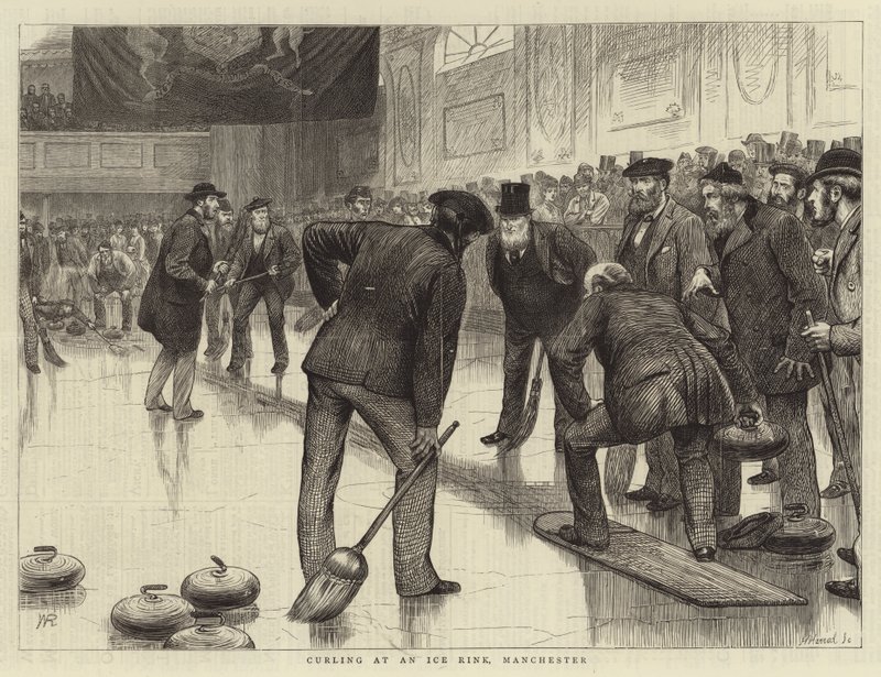 Curling en una pista de hielo, Manchester de William Ralston