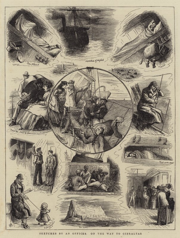 Bocetos de un oficial en camino a Gibraltar de William Ralston