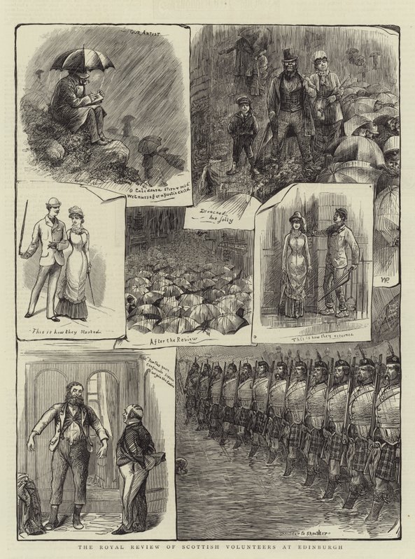 La revisión real de los voluntarios escoceses en Edimburgo de William Ralston