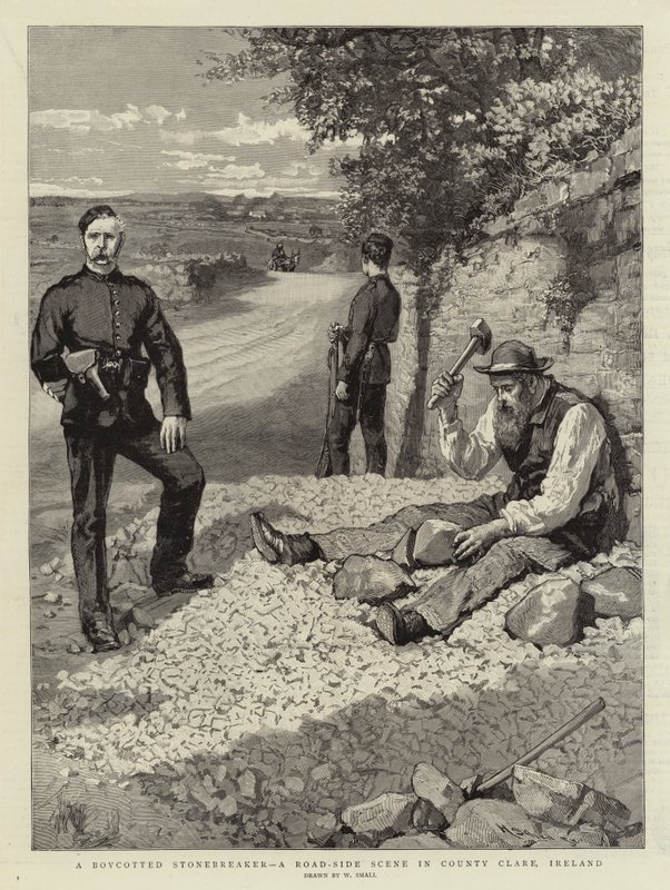 Un rompedor de piedras boicoteado, una escena al borde del camino en el condado de Clare, Irlanda de William Small