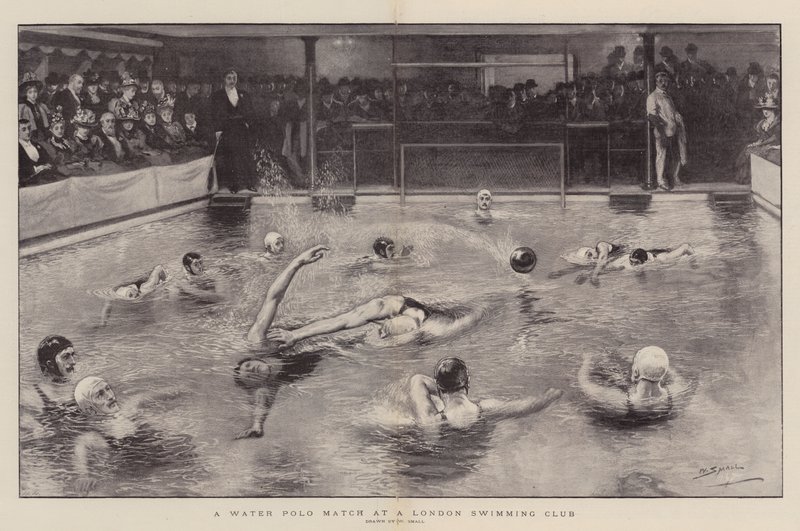 Un partido de waterpolo en un club de natación de Londres de William Small