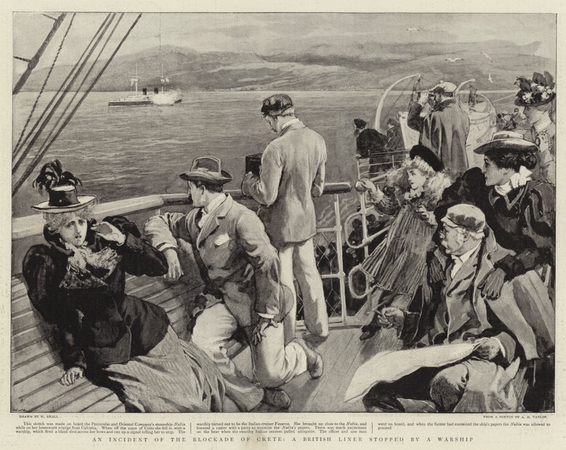 Un Incidente del Bloqueo de Creta, un Transatlántico Británico detenido por un Buque de Guerra de William Small