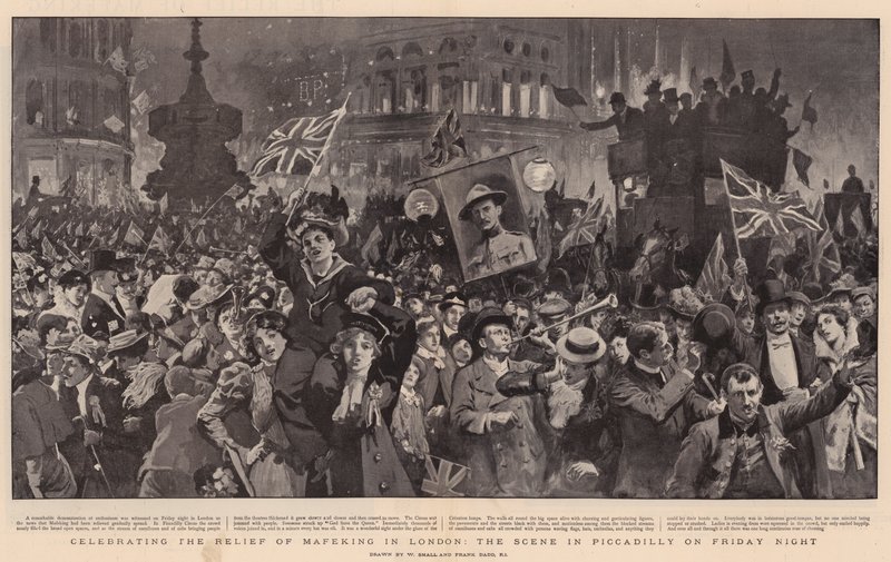Celebrando el alivio de Mafeking en Londres, la escena en Piccadilly el viernes por la noche de William Small