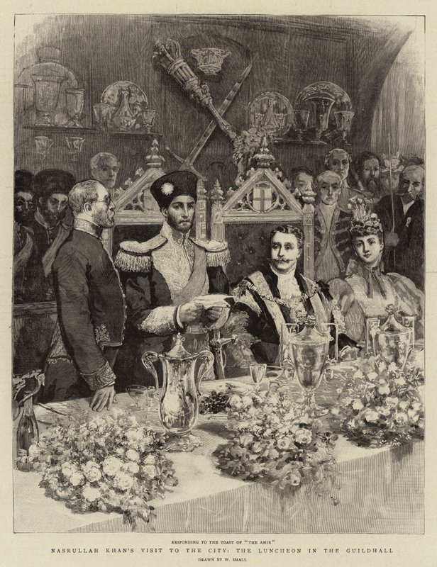 Visita de Nasrullah Khan a la Ciudad, el Almuerzo en el Guildhall de William Small