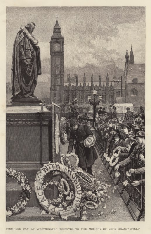 Día de la primavera en Westminster, homenajes a la memoria de Lord Beaconsfield de William Small